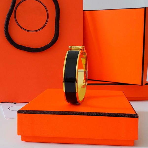 

12mm wide designer bracelet 18k gold bracelet men bracelet for women cuff bracelet fashion bracelet wth gift bag, Black
