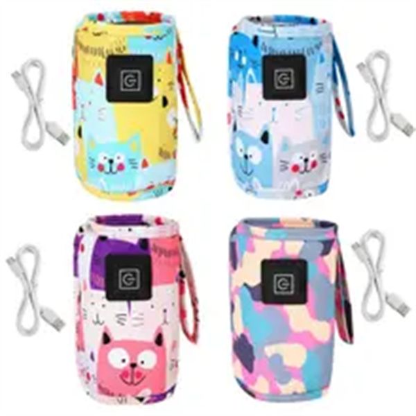 

usb milk water warmer travel stroller insulated bag baby nursing bottle heater safe kids supplies for outdoor winter, Black