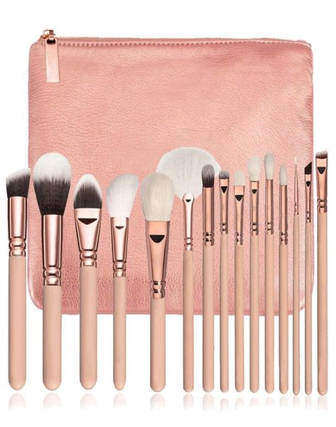

15pcs pink makeup brushes set pincel maquiagem powder eye kabuki brush complete kit cosmetics beauty tools with leather case4293451
