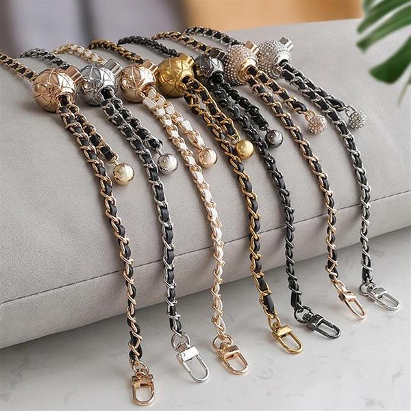 

bag parts & accessories 120cm adjustable buttons chains belt hardware handbag metal chain strap women bags straps2431, Black