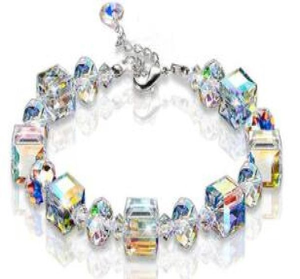 

crystal bling block geometry bracelets ab colorful bracelets wedding party birthday gifts bracelet two colors 5014686167, Golden;silver