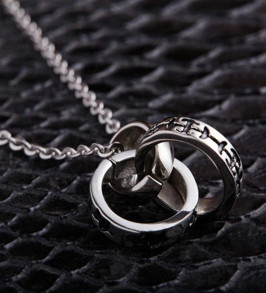 

pendant men039s three stainless steel jewelry lovers titanium ring necklace que silver pendant4745572
