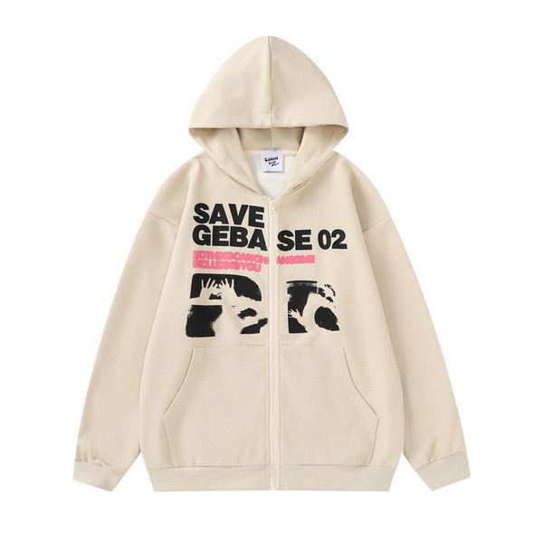 

men sweatshirt coat y2k streetwear hip hop cartoon graphic letter print zipper hooded hoodie jacket harajuku loose casual coats, Black;brown