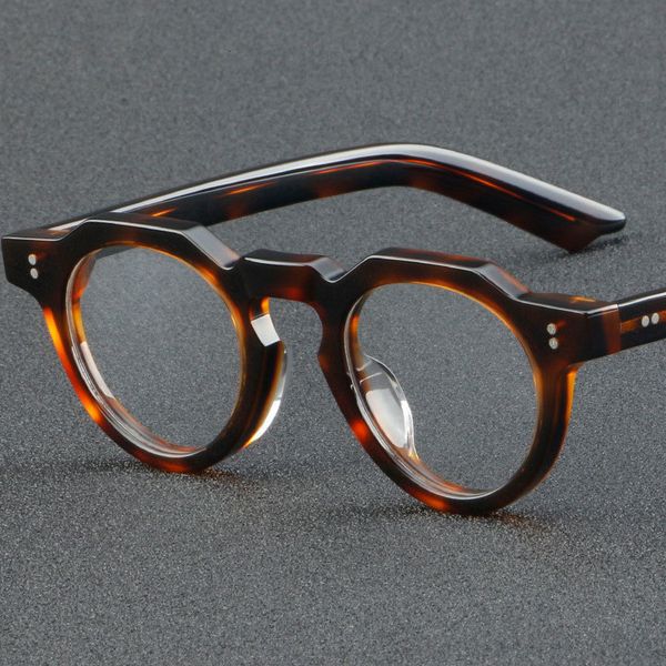 

fashion sunglasses frames round vintage acetate glasses frame men myopia optical prescription eyeglasses frame women korea luxury brand eyew, Black