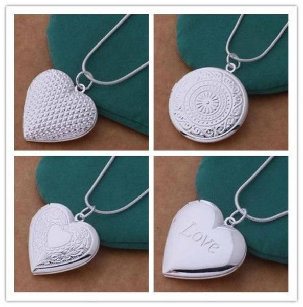 

20pcs mix 4 styles 925 silver plated heart pendant necklace fashion jewelry valentines gift po locket ne323966430