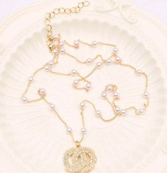 

luxury brand designers 925 silver letters pendant necklaces geometric famous crystal rhinestone long necklace wedding3452100