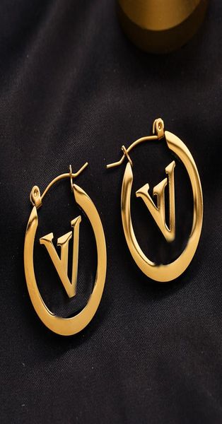 

simple 18k gold plated 925 silver luxury brand designers letters stud ear earrings geometric famous women round stainless steel ea5137273, Golden;silver