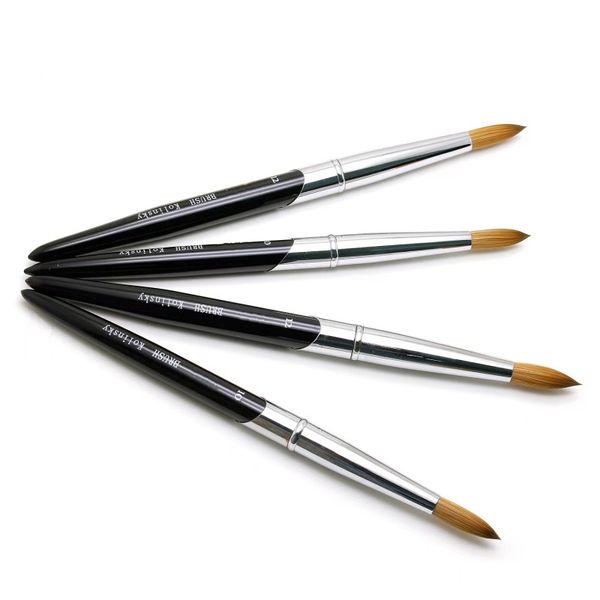 

acrylic nail art brush metal handle uv gel builder painting flower drawing 100% kolinsky diy manicure tools 10#12#14#16#18#20#24, Yellow