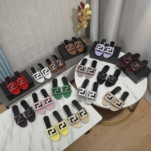 

designer flat shoes luxury slipper women embroidered sandals fashion flip-flops alphabet slipper women summer beach slide women's low h, Black