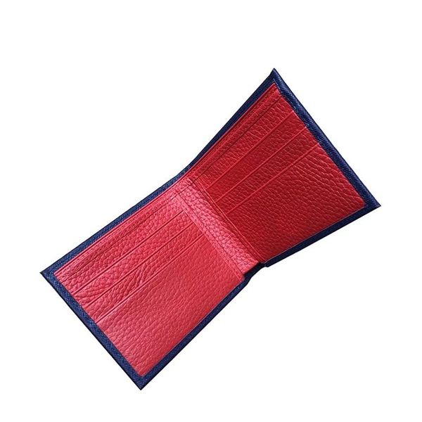 

european style men's short designer wallet slim credit cardholder genuine leather multi card case slots luxury wallets comes 300q, Red;black