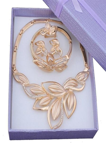 

new african beads jewelry set gold color clear austrian crystal women wedding necklace bracelet earring ring 2012227962545, Slivery;crystal