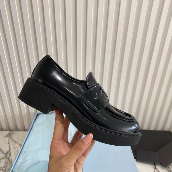 

dress shoes luxury single platform shoes moccasins female leather summer and autumn one step thick heel black british small 230823