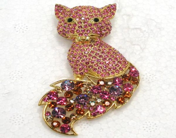 

whole fashion brooch rhinestone big fox pin brooches c1020326069755, Gray