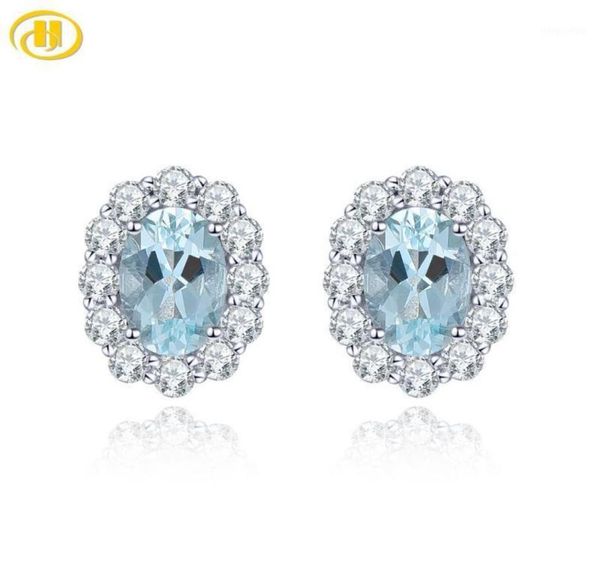 

stud natural oval 7x5mm aquamarine solid 925 sterling silver earrings classic simple design gift for women3923077, Golden;silver