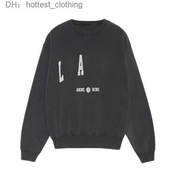 

anines bing hoodie women sweatshirt designer letter embroidery inside fleece round neck sweater long sleeves hoodie women's sports hood, Black