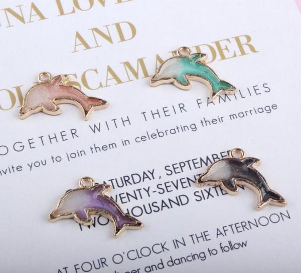 

120 pcs lot gold tone enamel dolphin charm pendant 1422mm good for diy craft jewelry making1050043, Bronze;silver