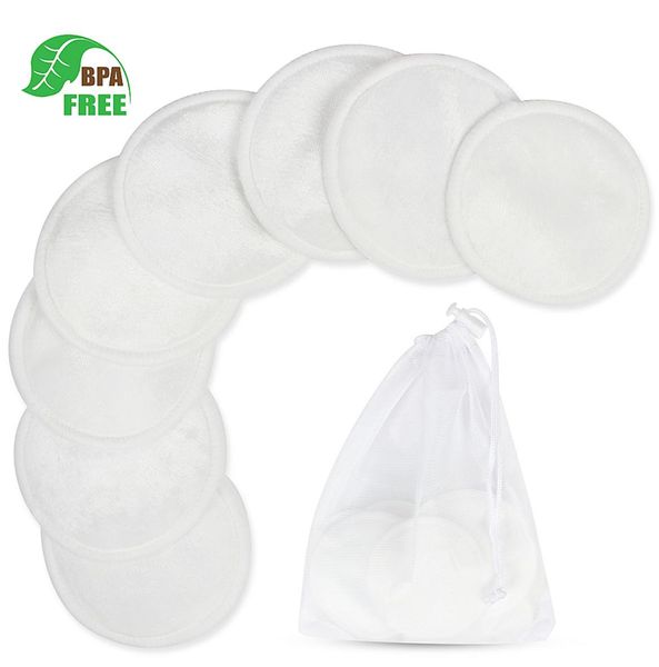 

8 pcs makeup remover pads washable bamboo fiber cotton reusable wipe to remove face makeup and eye makeup4287505