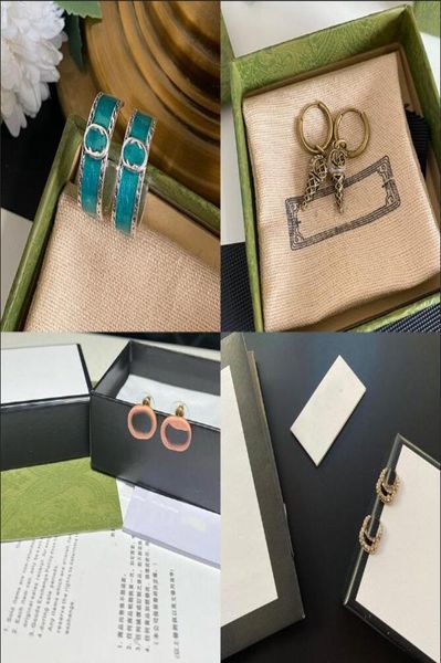 

20style designer earrings ear stud designers brand 18k gold plated geometry letters women temperament crystal earring wedding part4535680, Golden;silver