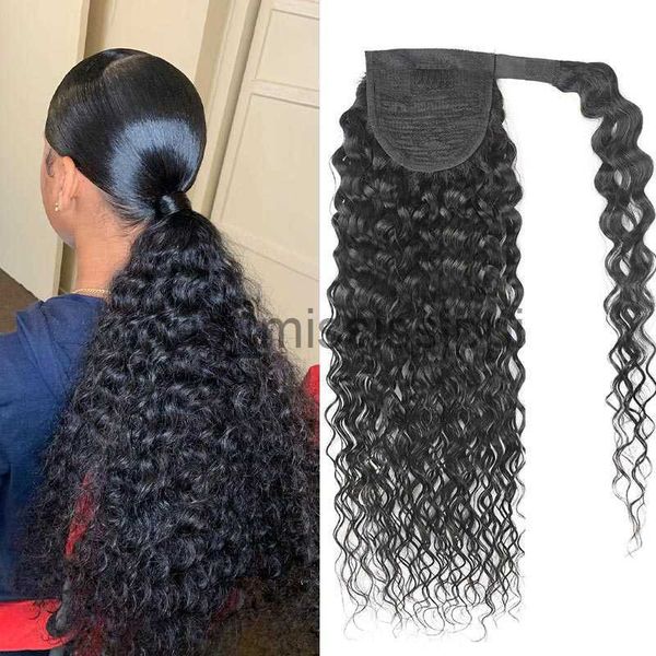 

synthetic wigs deep wave wrap around pony tail clip in hair drawstring brazilian human ponytails hairpiece for black women 120g x0823