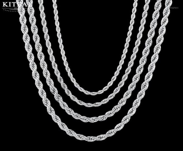 

kiteal gold plating rope chain stainless steel necklace for women men fashion 3mm 5mm 6mm 50cm 60cm jewelry gift chai9899801, Silver