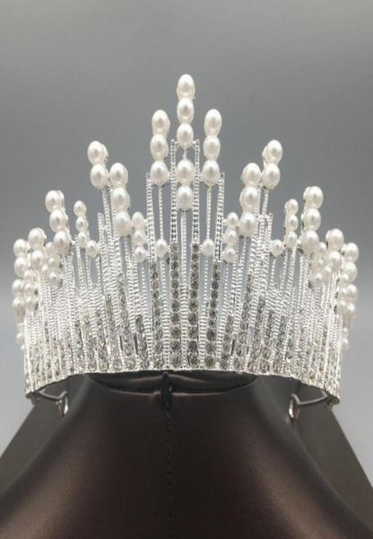 

princess 2019 pearls wedding bridal tiara rhinestone head pieces crystal bridal headbands hair accessories evening party bride dre6011056, Silver