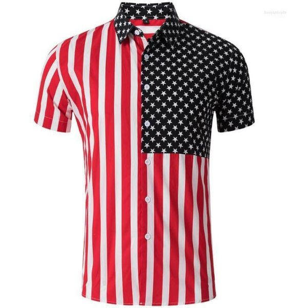

men039s casual shirts men039s cotton american flag print shirt men short sleeve turn down collar blouses male button up 5253679, White;black