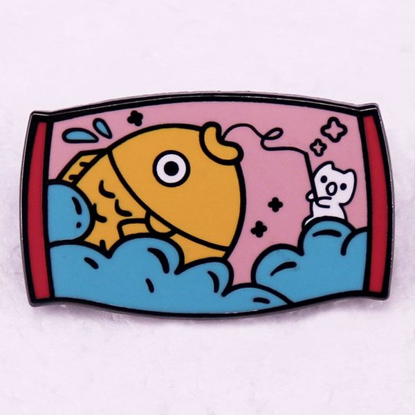 

cat fish brooch cute anime movies games hard enamel pins collect cartoon brooch backpack hat bag collar lapel badges, Blue