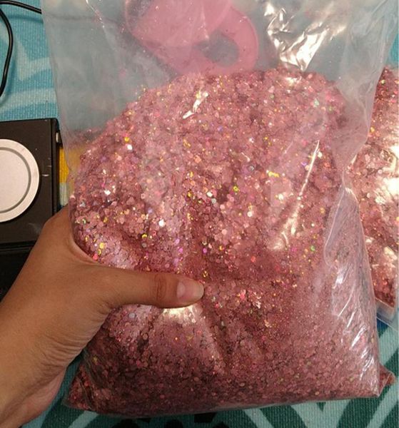 

nail glitter 1kg1000g holographic nail hexagon glitters powder mixing chunky bulk sequins diy symphony nail art polish flakes deco8914694, Silver;gold