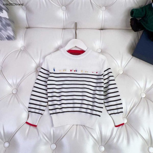 

fashion kids sweater designer contrasting stripes baby pullover size 90-150 cm colorful letter jacquard on chest child knitwear aug21, Blue