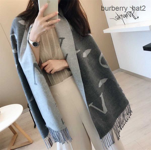 

luxury v scarf cashmere thick shawl women long winter wram pashmina wraps hijab with tassel bufanda foulard, Blue;gray