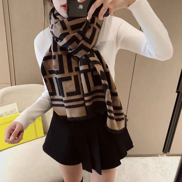 

scarf winter scarves letter women men scarf designers double f fashion classic women versatile gift shawl neck wrap core yarn imitation cash, Blue;gray