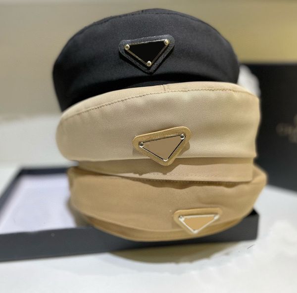 

designer for men women beret hat cotton blending fashion street hats fashion timeless classic triangle label hat, Blue;gray