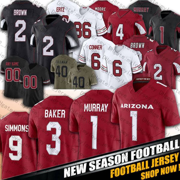 

1 kyler murray football jerseys budda baker james conner zach ertz arizonas isaiah simmons cardinal rondale moore marquise brown paris johns, Black;red