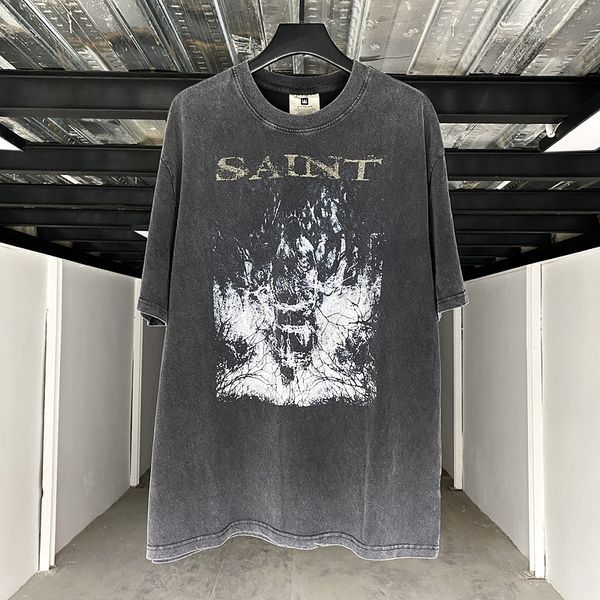 

2023ss fashion brand saint michael loose tee high street vintage antique t-shirt oversized cotton t-shirt, White;black