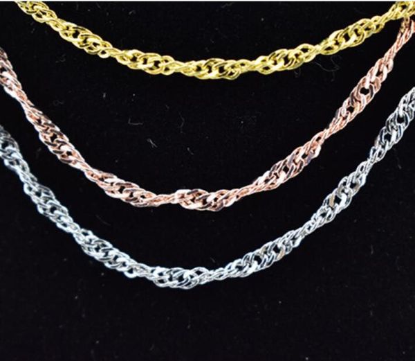 

fashion woman gold silvery rose gold necklaces 2mm 40cm 45cm water wave chain necklaces fit pendants multicolor choice3152153, Silver