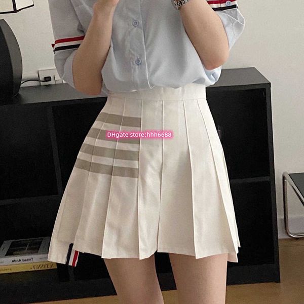 

xp3c 2023 skirts tb pleated skirt women's summer high waisted a-line thin skirt suit fabric white academic style short skirt pants spri, Black