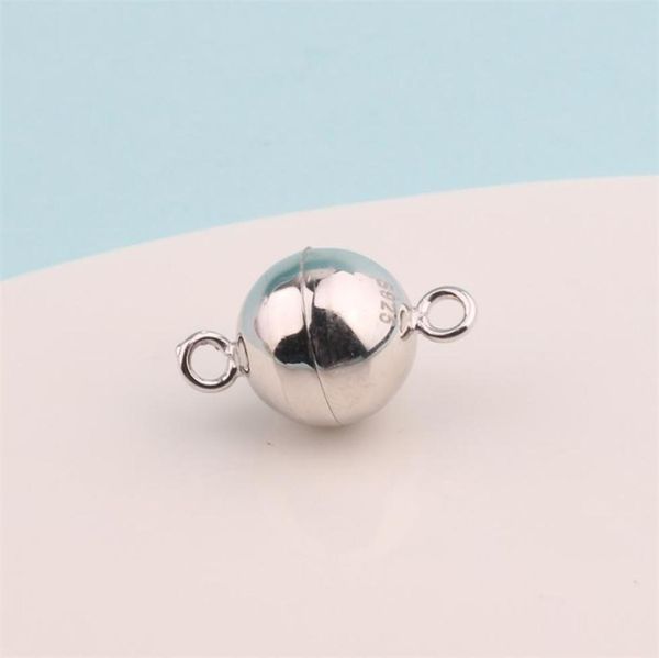 

100 925 sterling silver ball shape magnetic clasp converter 6mm 8mm bracelet necklace jewelry making accessories whole 1031 t7533569