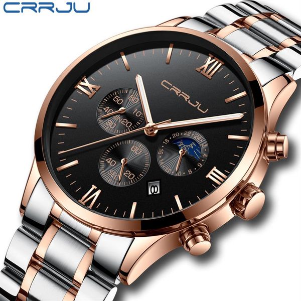 

relojes watch men crrju fashion sport quartz watch mens watches brand luxury business waterproof watch horloges mannen2638, Slivery;brown