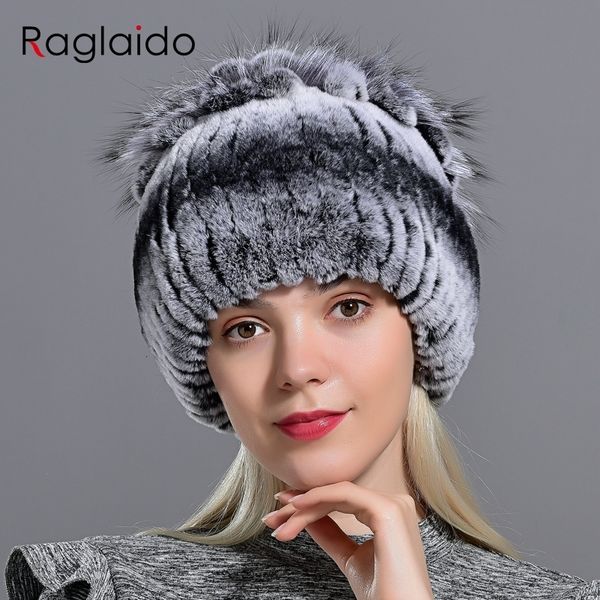 

beanie/skull caps raglaido fur hats for women winter real rex rabbit hat fur kniting female warm snow caps ladies elegant princess beanies c, Blue;gray
