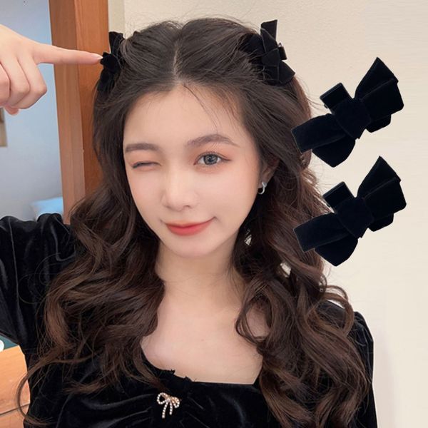 

headwear hair accessories black velvet bow vintage side bangs hairpin female princess head grab clip headdress clips 230823