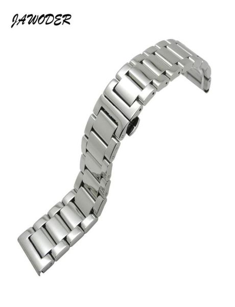 

jawoder watchband 18 20 22 24mm men women silver pure solid stainless steel polishing watch band strap deployment buckle bracelet9462088, Black;brown