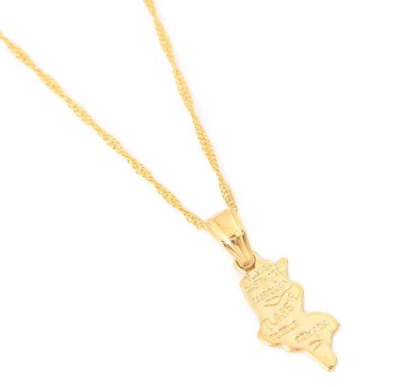 

tunisie map pendant chain yellow 24k gold color jewelry tunisia women girl tunisienne gift6266132, Silver