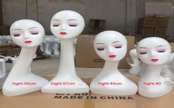 

plastic long neck wig display mannequin head shop window model show shelf for jewelry and scarf display1900977, White