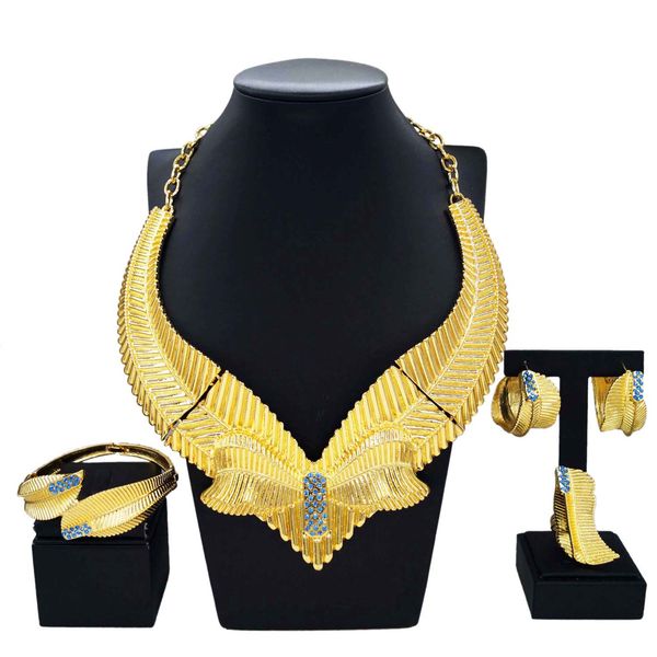 

yulaili brazilian gold plated new design style gift necklace jewelry set bridal women dating exaggerated fashion jewellery sets, Black
