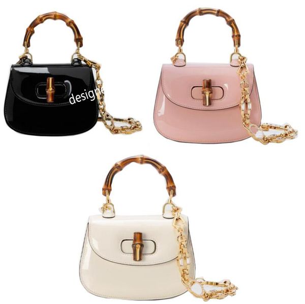 

tz patent leather bamboos handle 1947 series bamboo mini handbag vintage diamond metal chain flap shoulder bags women crossbody bags luxury