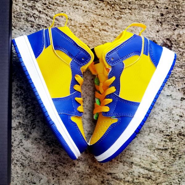

designer shoes jumpman 1 high 1s infant kids sneakers black yellow basketball shoes black pick small big boys girls eur 22-37