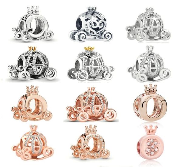 

925 silver pumpkin cart crown trinket accessories fit pandoa original bracelet charms beads for women diy jewelry3937281, Black