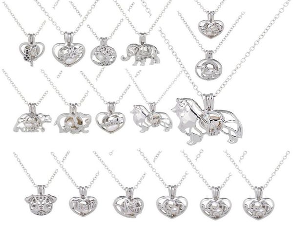 

cage pendant necklace love wish natural freshwater pearl hollow heart locket necklaces women girls fashion jewelry mama bear tree 4551912, Silver