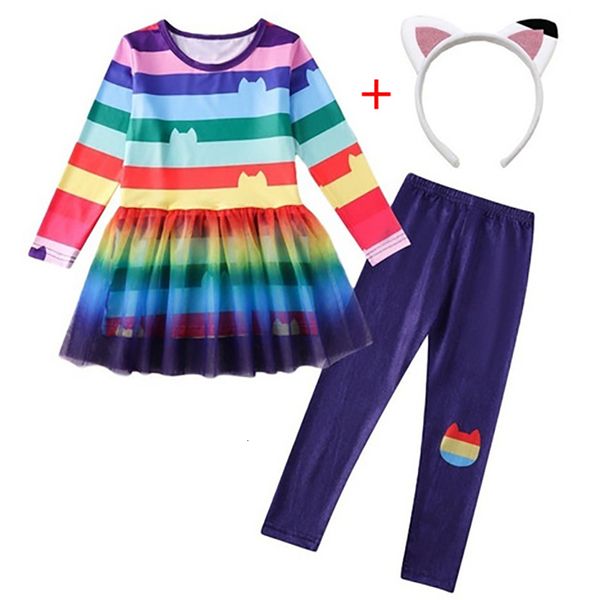 

clothing sets gabbys dollhouse dresses pants children spring girls gabby cats carnival cosplay costume birthday party 410 y 230822, White