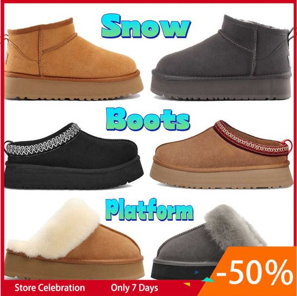 

fur boots snow boots australia classic ultra mini tazz suede shearling platform boot women chestnut comfort winter slides designer uggitys a, Black